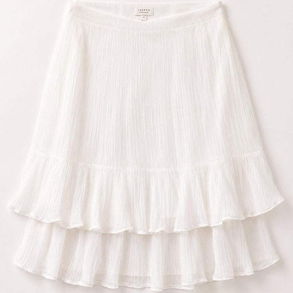 Lauren conrad White Ruffle Layers Boho Fairycore Skirt Sz S